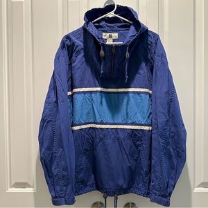 GAP Vtg 90s Blue Anorack Cotton Pullover Hooded Jacket L